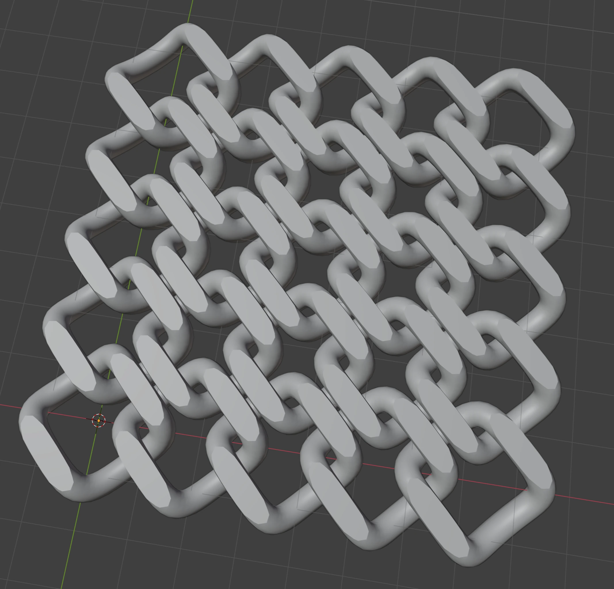 Print-in-place mail made in Blender using an Array Modifier applied to an expanded NURBS curve, and flattened with a Boolean Modifier for better bed adhesion