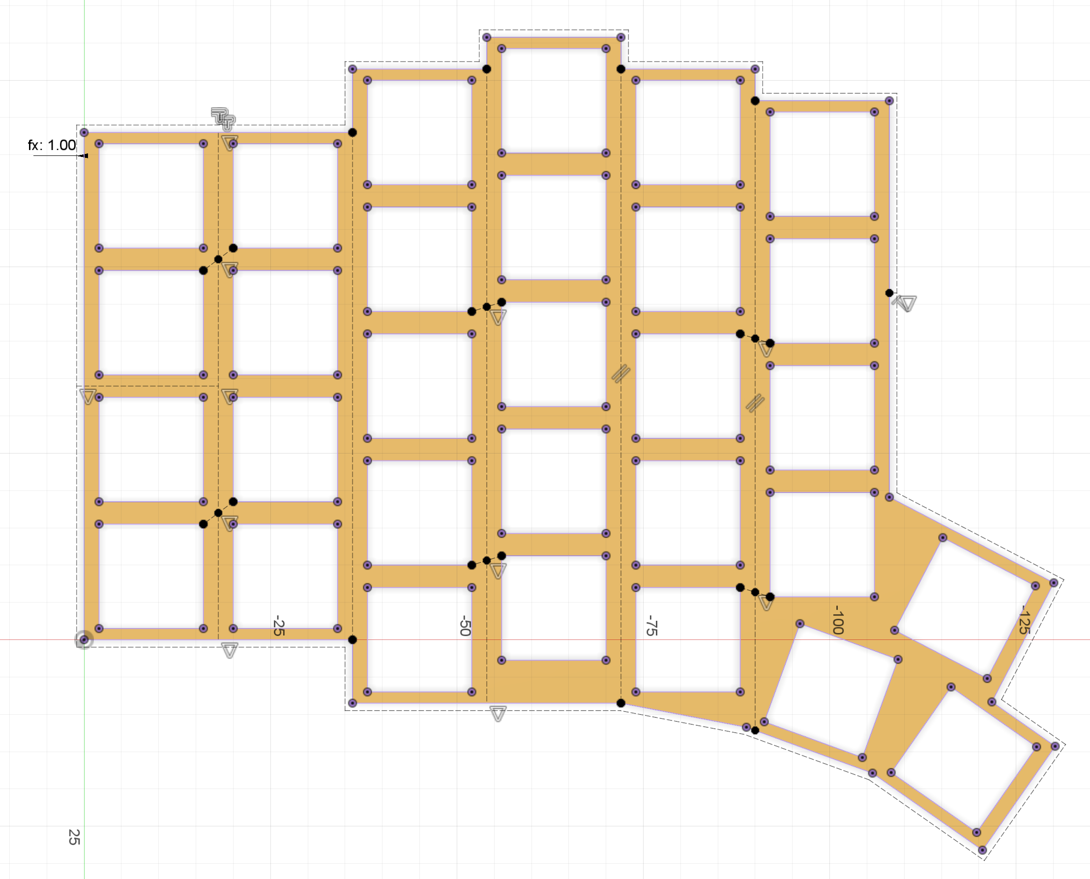 Sketch used for positioning screw holes