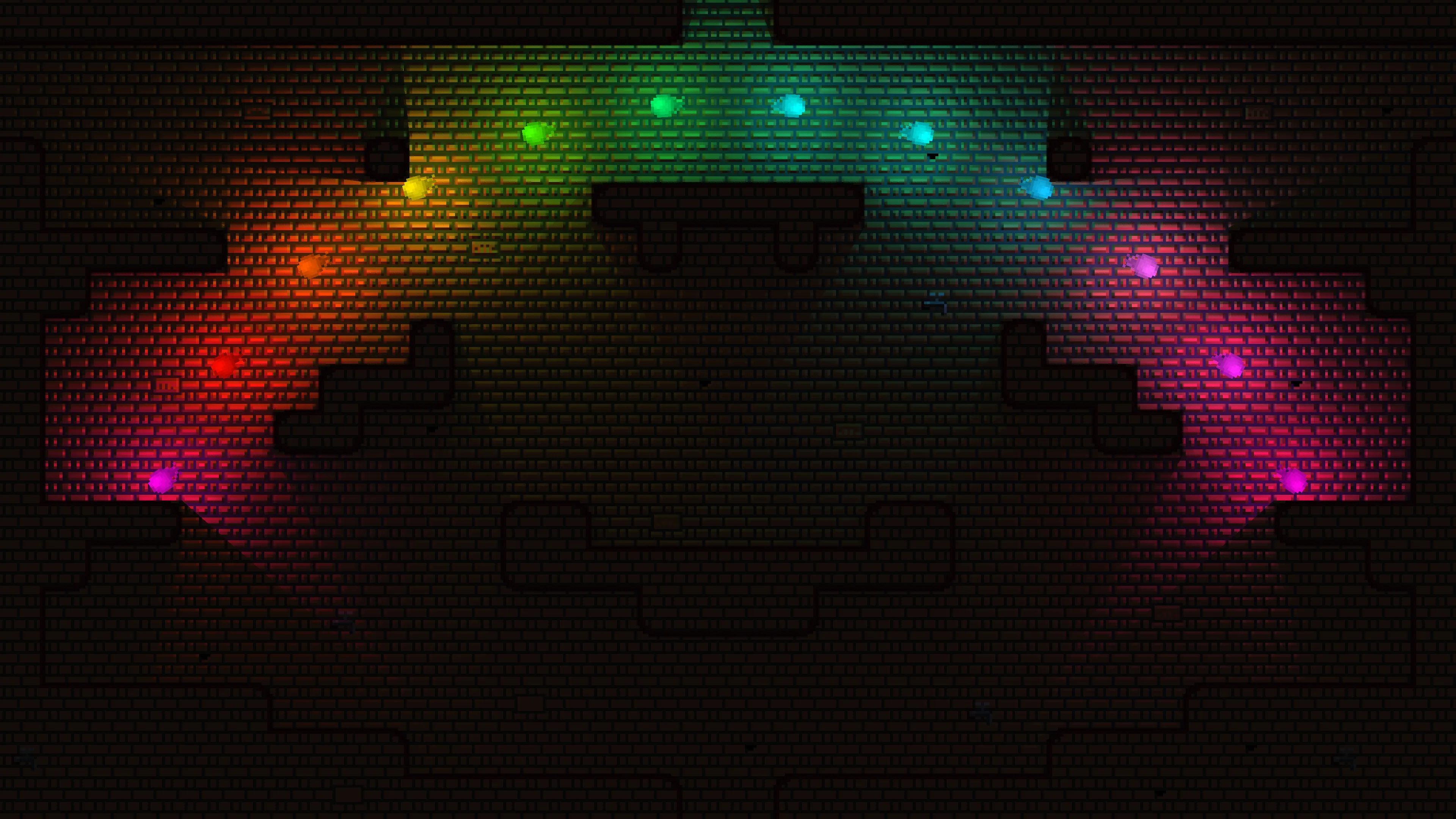 Fig. 1. A frame from the game I am building, with differently colored flames lighting up different areas based on their visibility